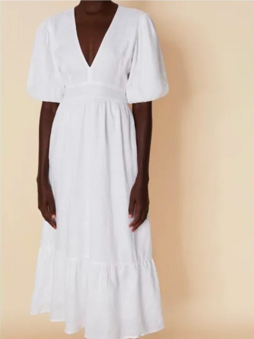 Faithfull the Brand Romilla Linen Midi Dress 4 White Cottagecore Garden Coastal